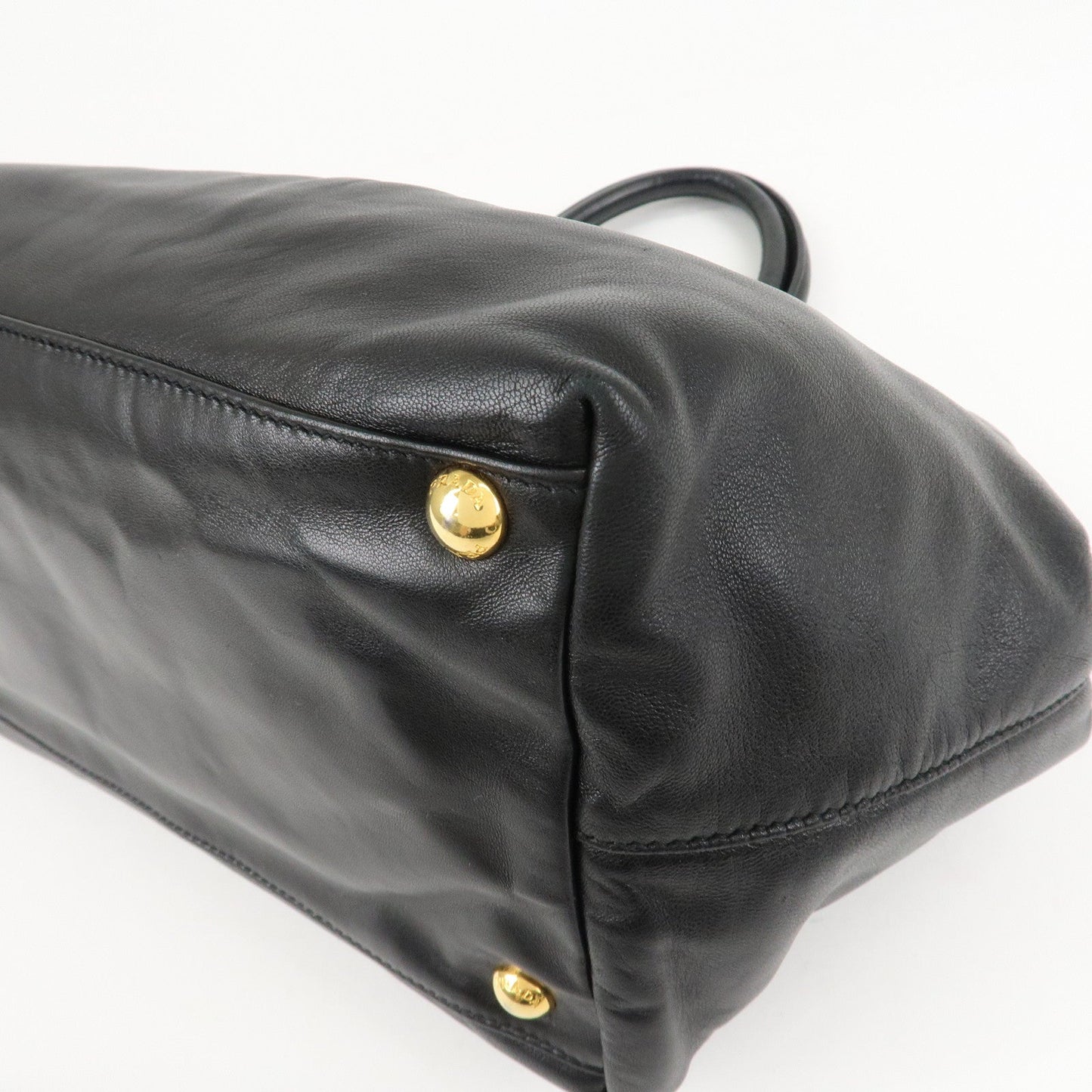 PRADA Nappa Leather Ribbon Tote Bag Hand Bag NERO Black BN1601  d