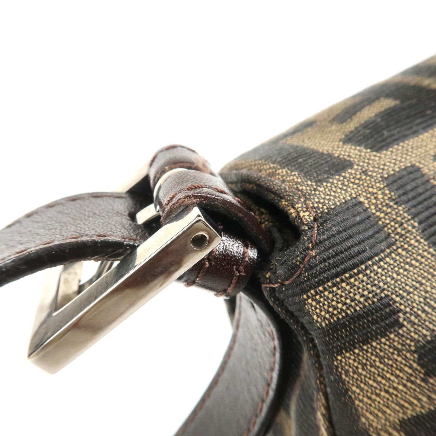 FENDI Mamma Baguette Zucca Canvas Leather Shoulder Bag 26325  d