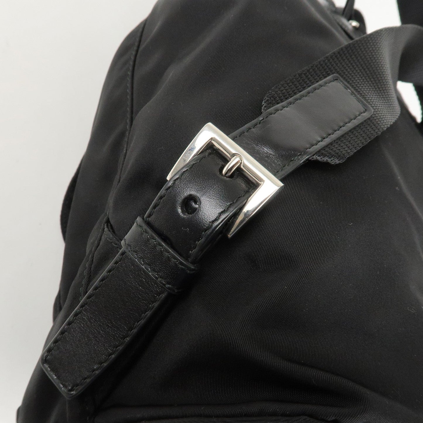 PRADA Logo Nylon Leather Back Pack Ruck Sack NERO Black BZ2811  d