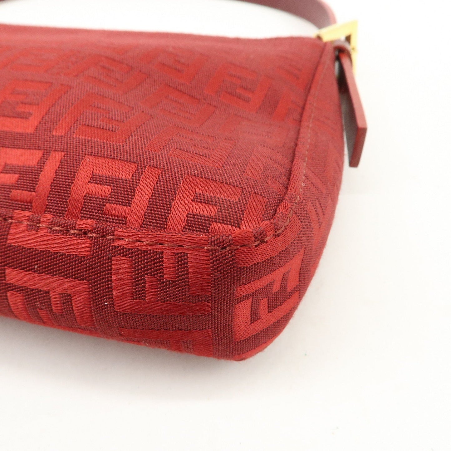 FENDI Zucchino Canvas Leather Shoulder Bag Purse Red 8BR042  d