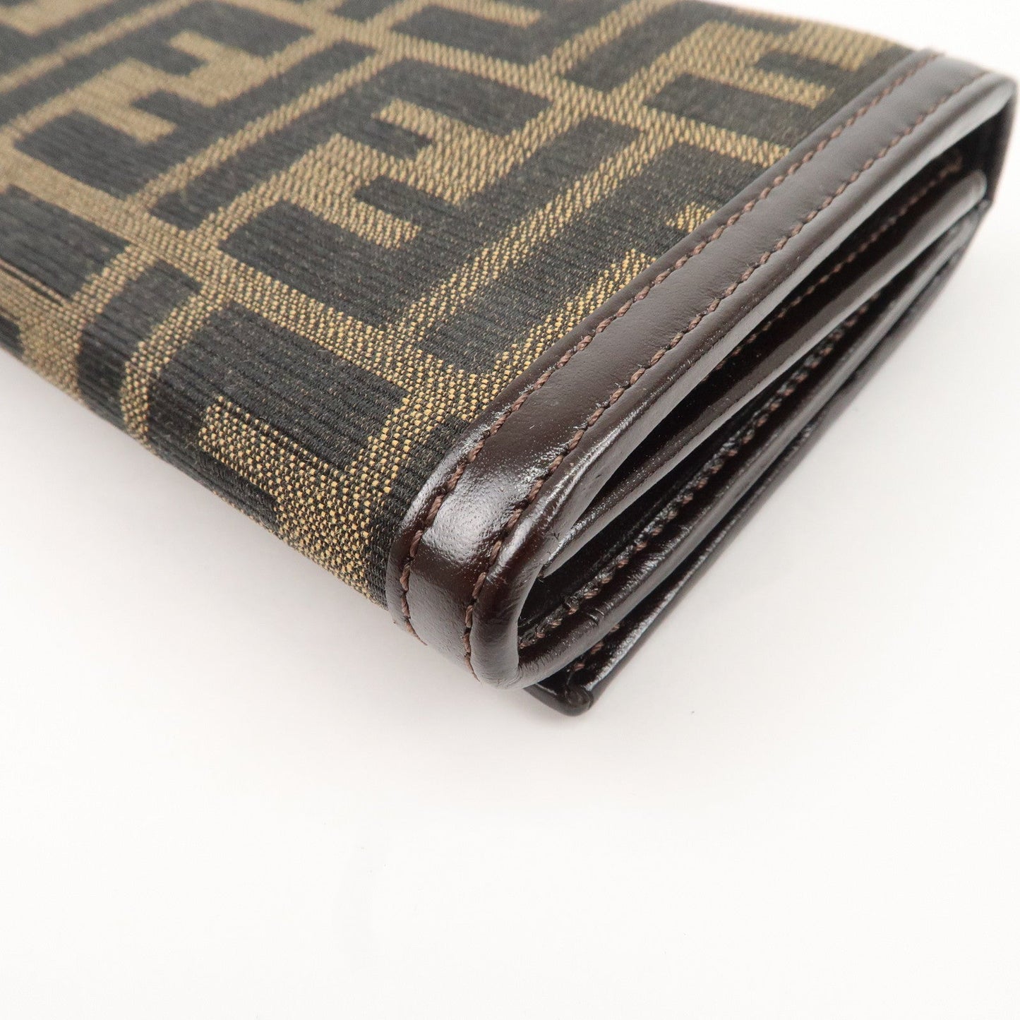 FENDI Zucca Print Canvas Leather Long Wallet Brown 30851  d