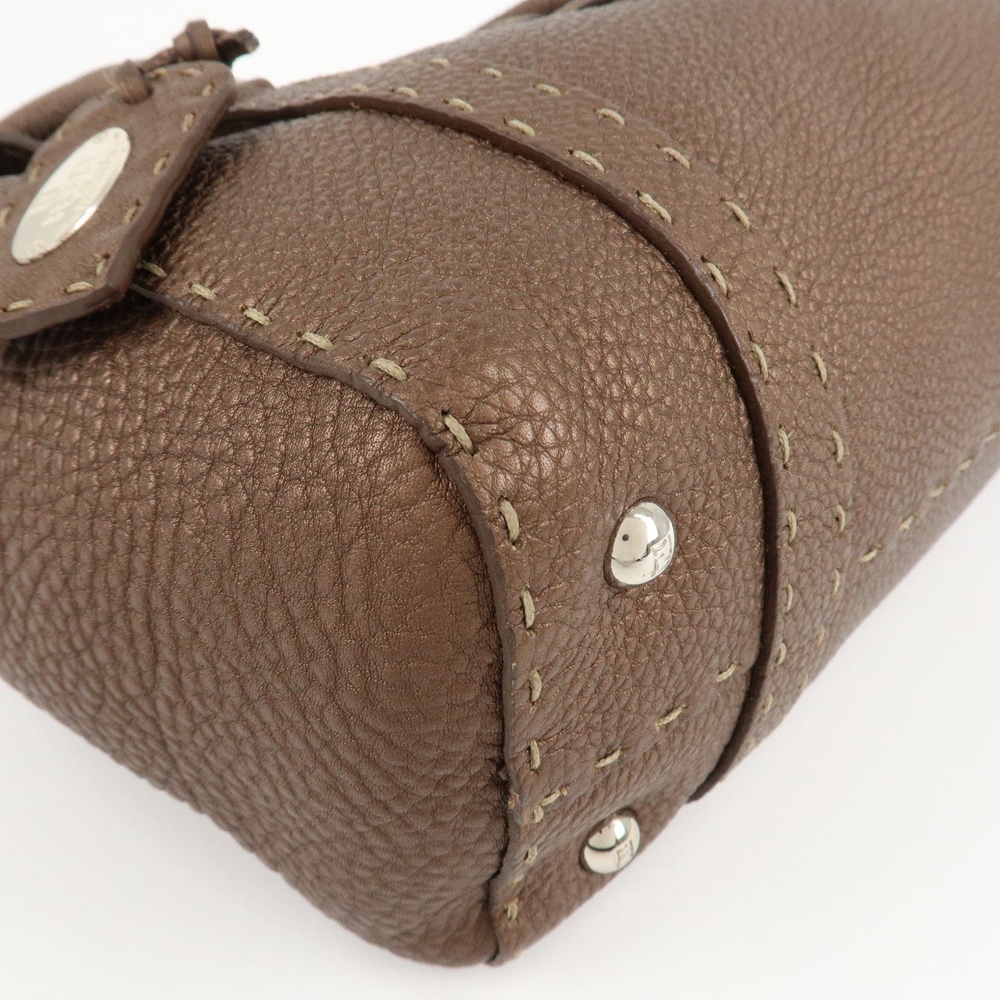 FENDI Selleria Leather Linda Hand Bag Brown 8BR547  d