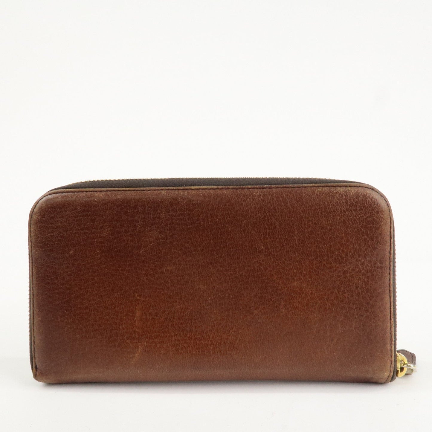 PRADA Saffiano Leather Round Zippy Long Wallet Brown 1M0506  d