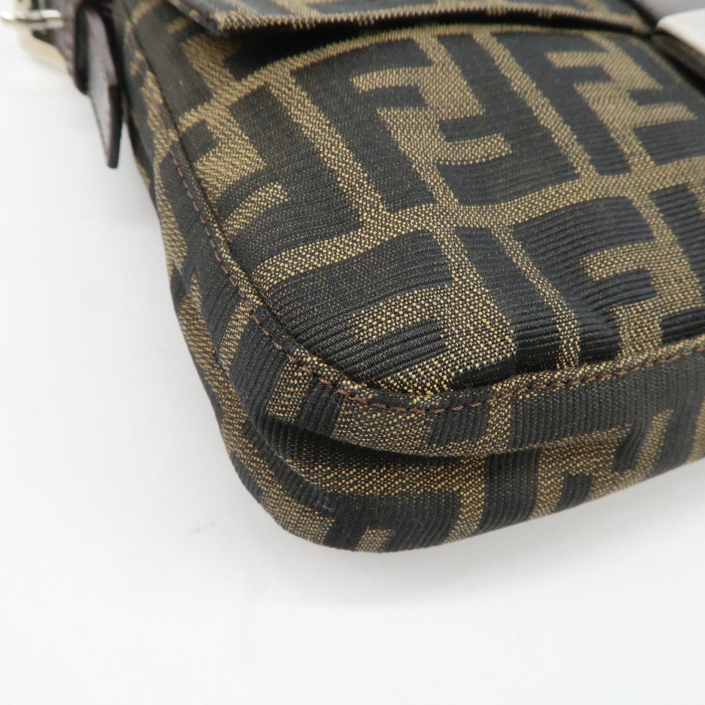 FENDI Mamma Baguette Zucca Canvas Leather Shoulder Bag 26424  d