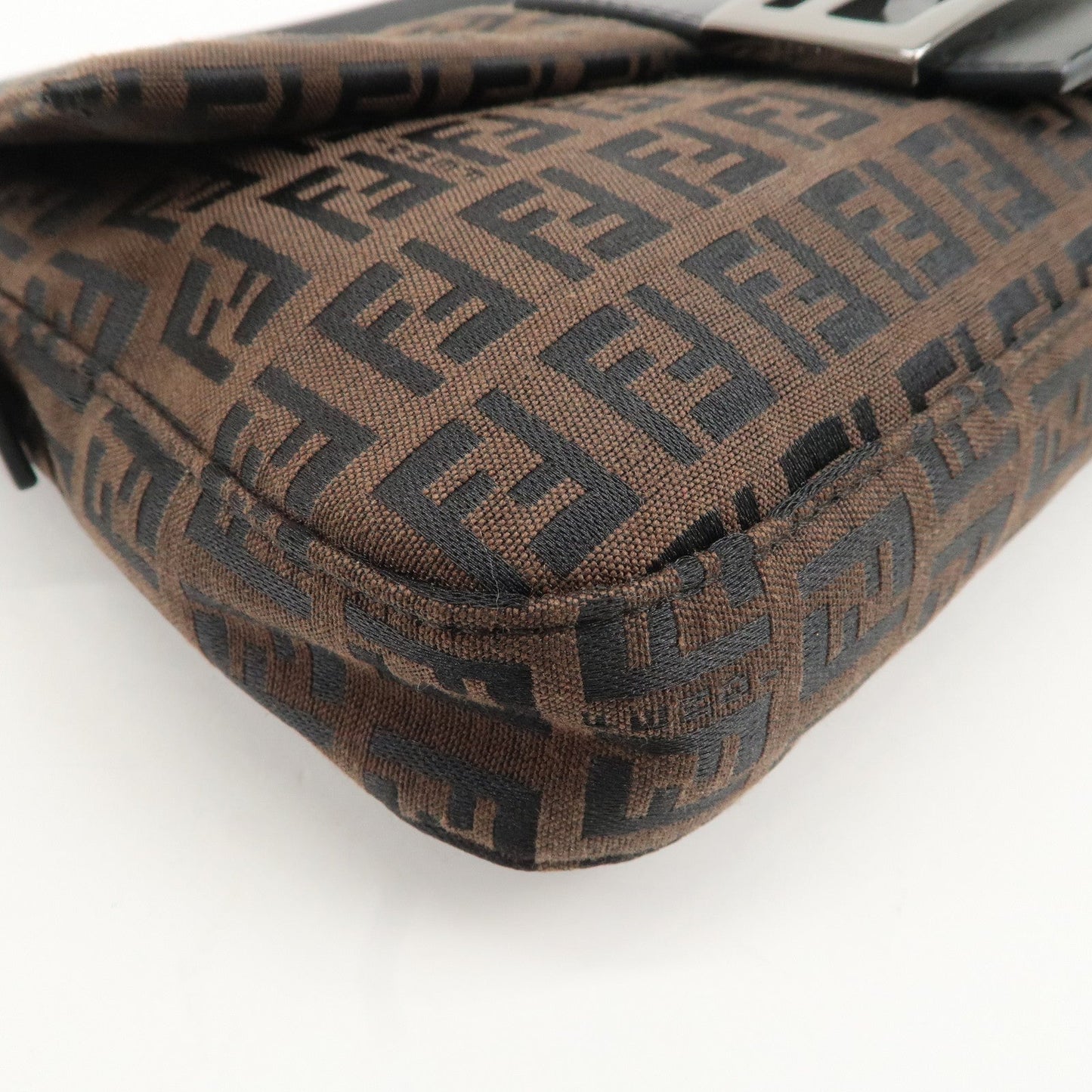 FENDI Mamma Baguette Zucchino Leather Shoulder Bag Brown 8BR000  d