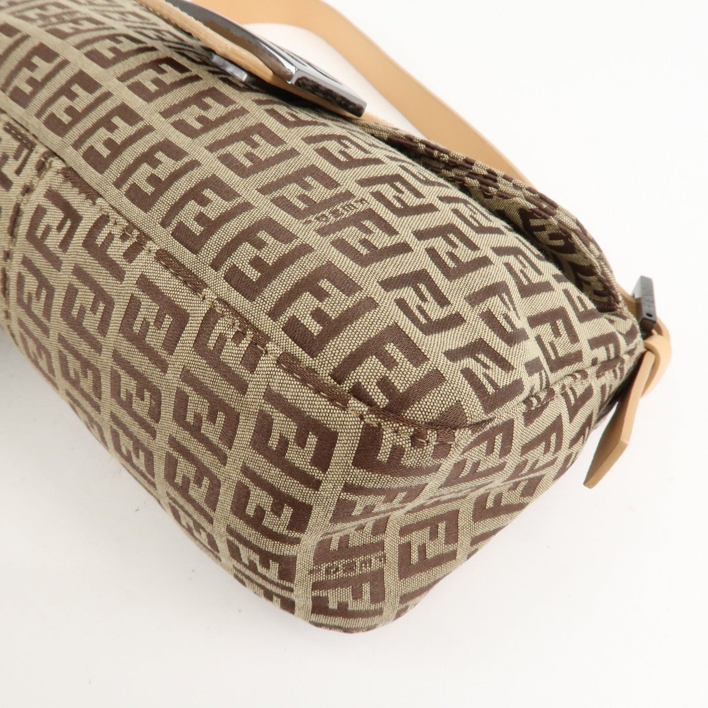 FENDI Zucchino Canvas Leather Shoulder Bag Beige 8BR003  d