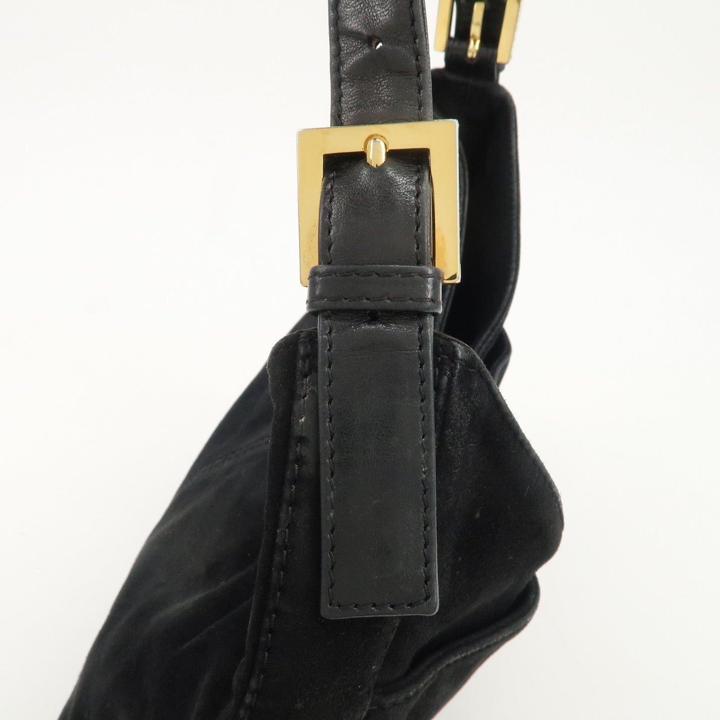 FENDI Suede Leather Shoulder Bag Black 26569  d