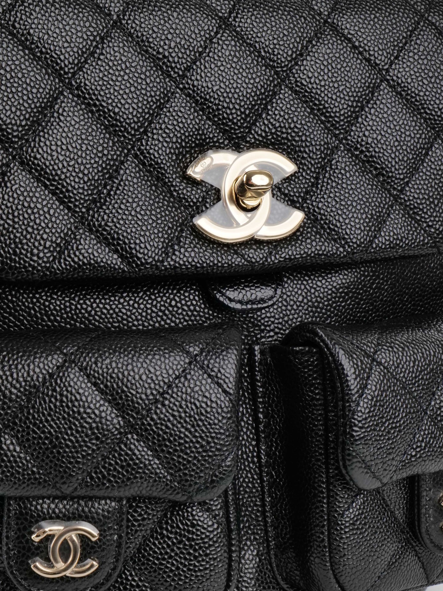 Chanel Black Caviar Duma Backpack.