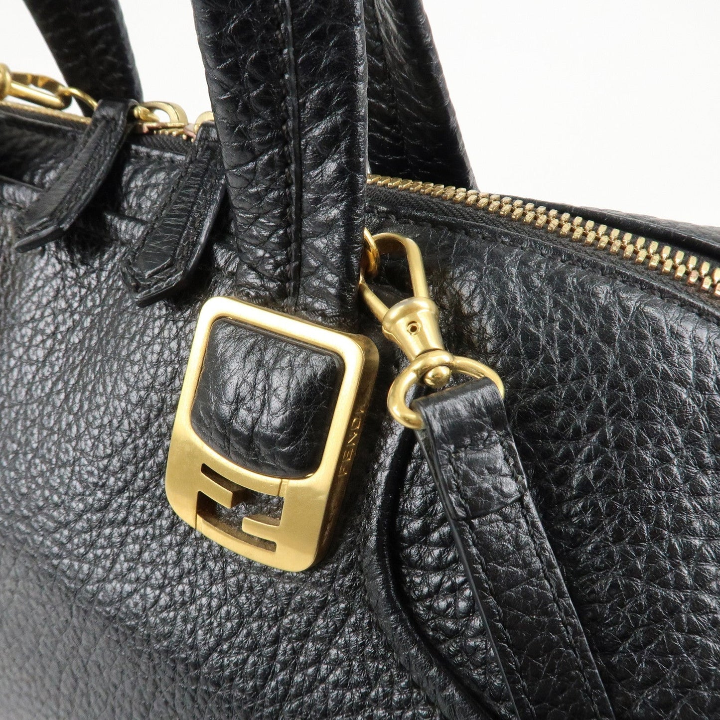 FENDI Chameleon Leather 2WAY Bag Hand Bag Black 8BL114  d