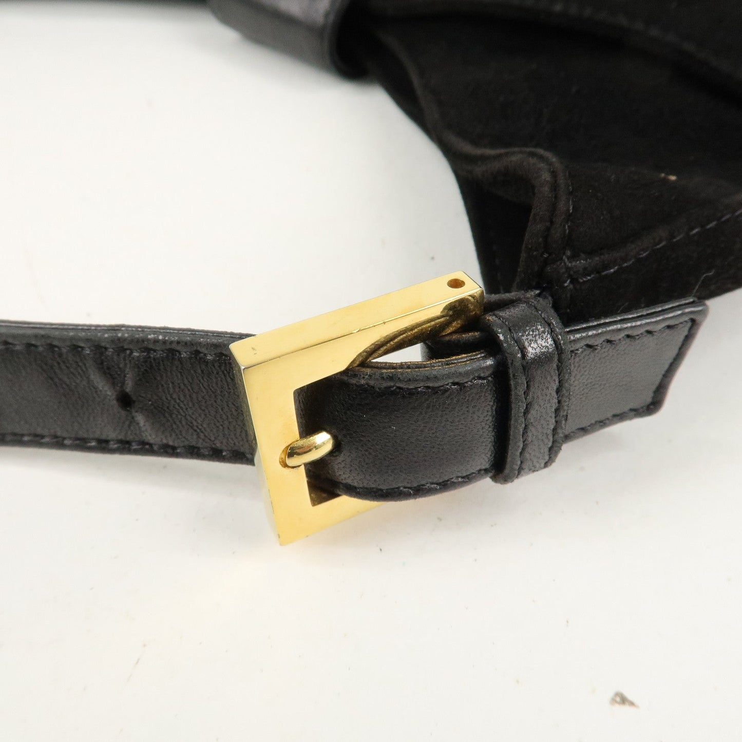FENDI Suede Leather Shoulder Bag Black 26569  d