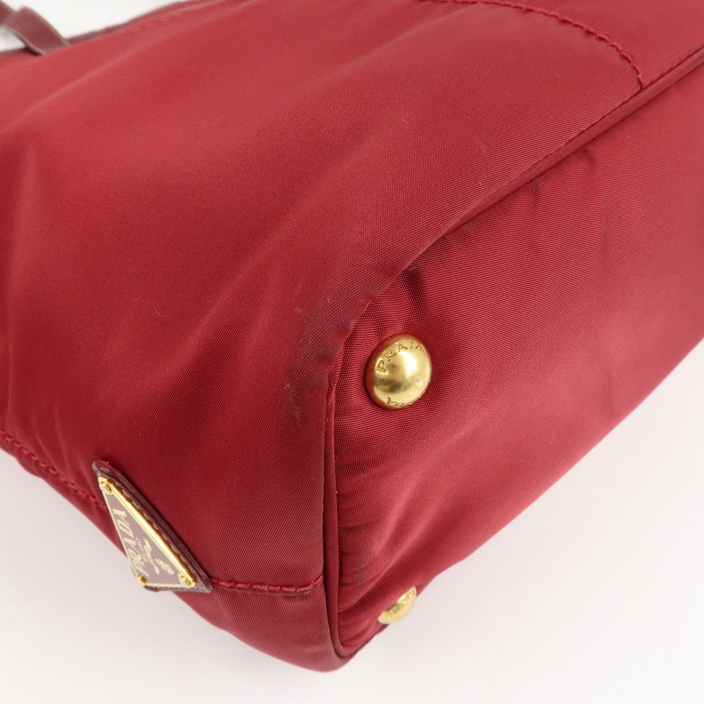 PRADA Logo Nylon Leather Tote Bag Shoulder Bag Dark Red BR4634  d