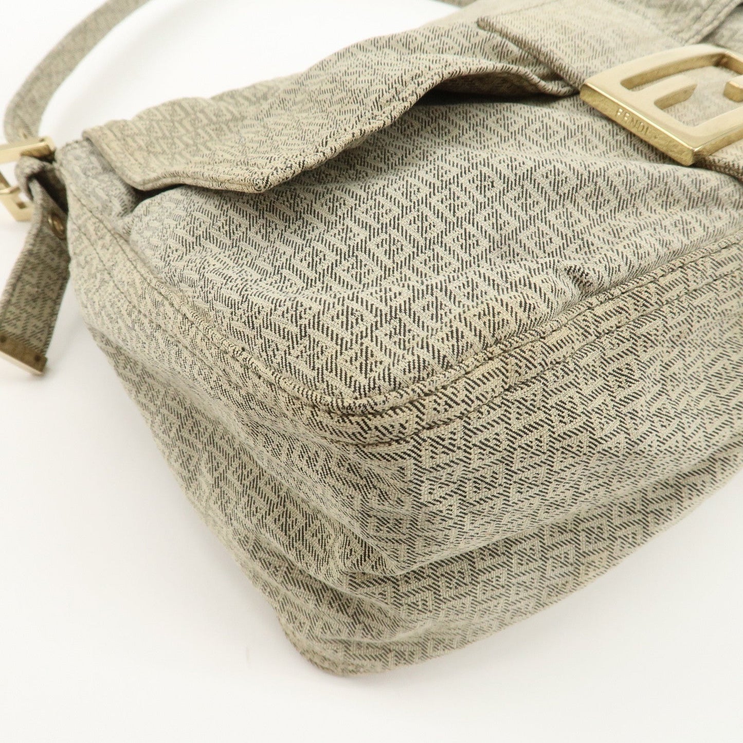 FENDI Mamma Baguette Micro FF Canvas Shoulder Bag Gray 8BR001  d