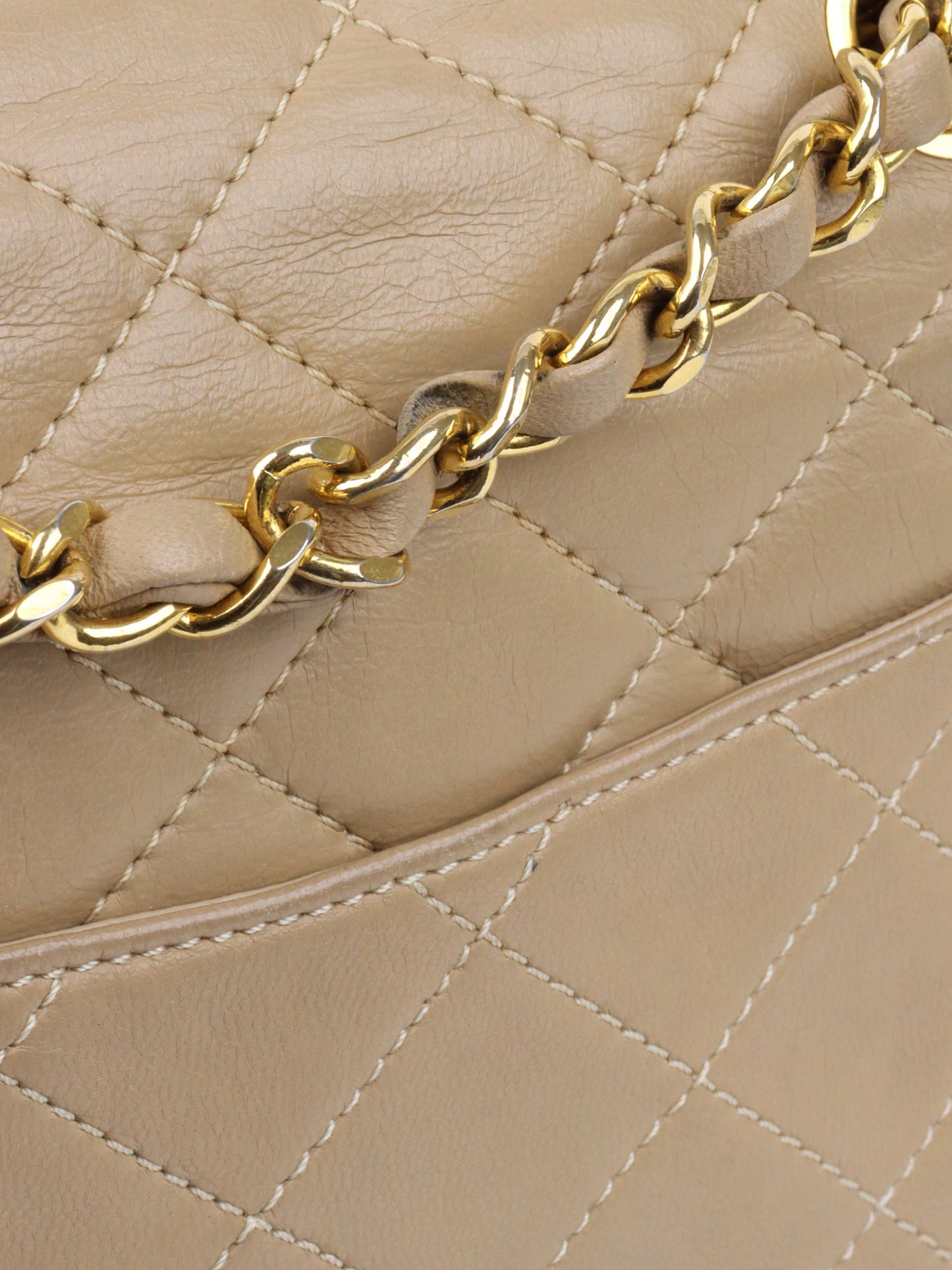 Chanel   Two Toned Beige Flap Bag.