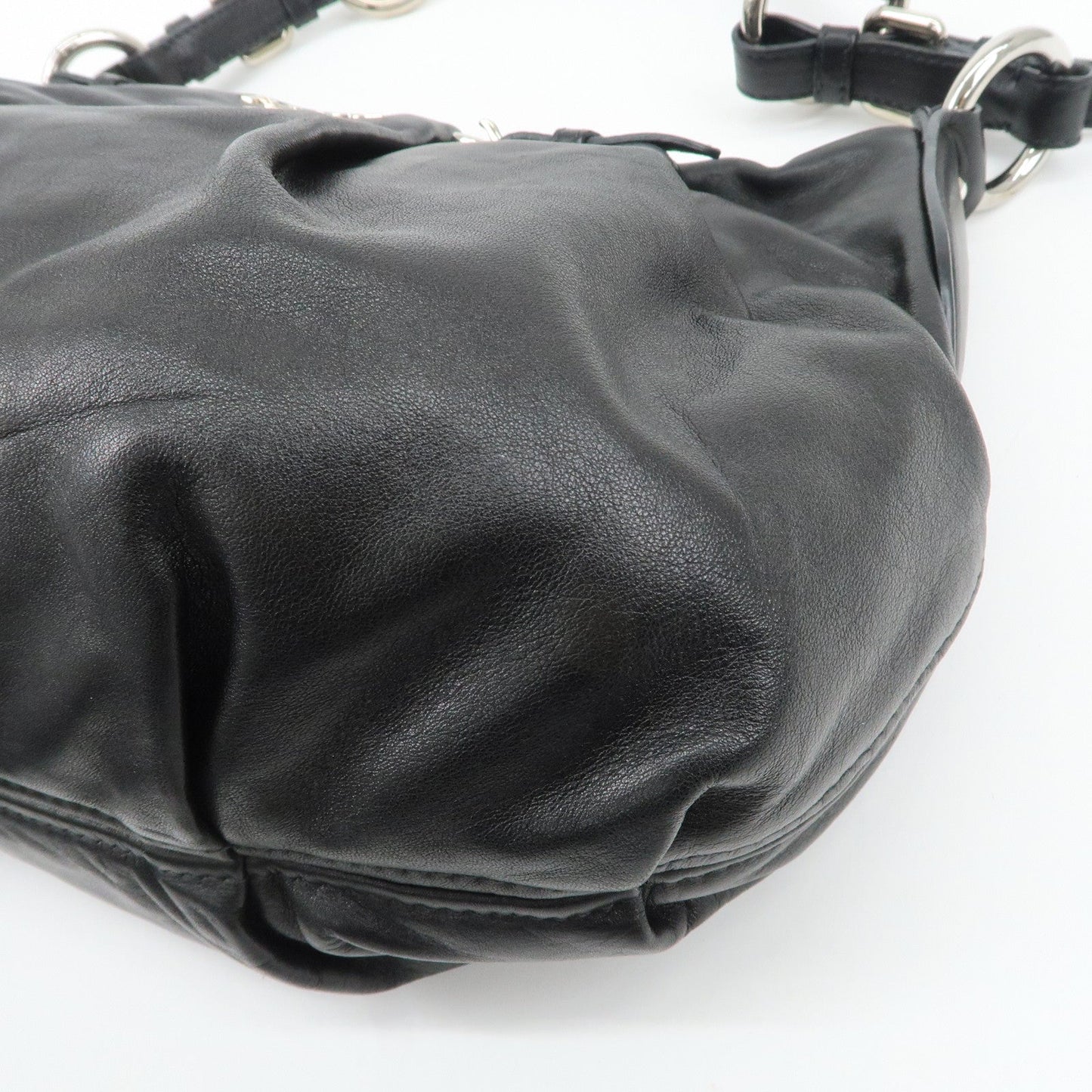 PRADA Soft Calf Leather Shoulder Bag Black BR3795  d