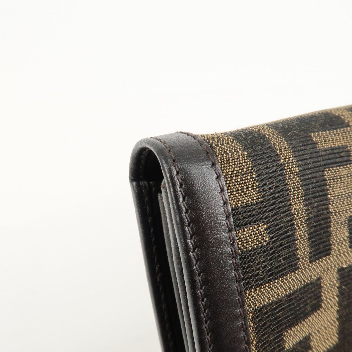 FENDI Zucca Canvas Leather Long Wallet Brown 8M0000  d