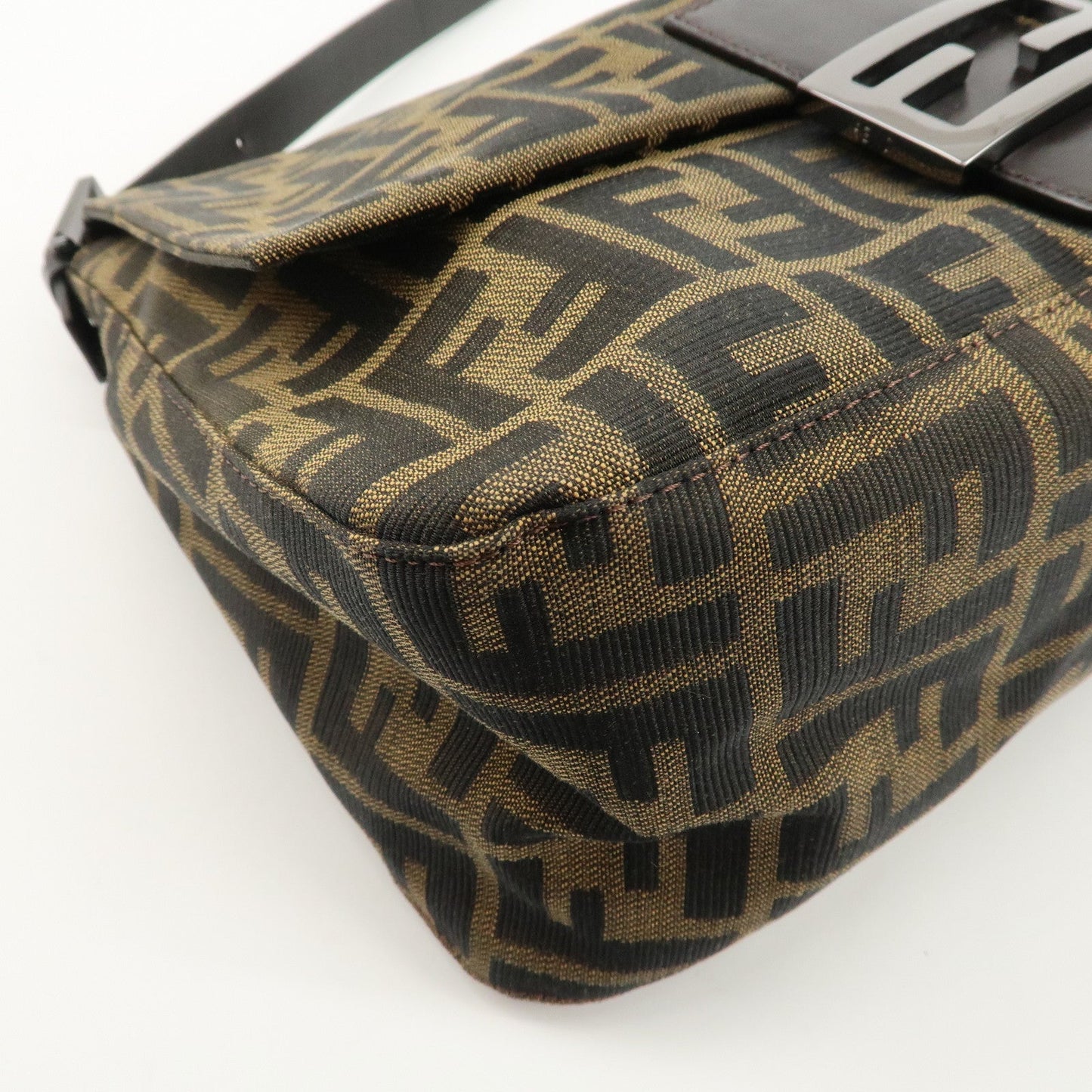 FENDI Mamma Baguette Zucca Canvas Leather Shoulder Bag 8BR001  d