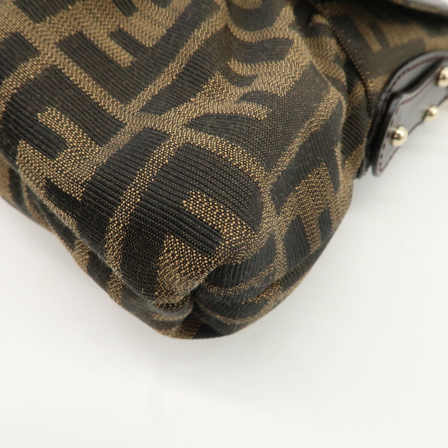 FENDI Zucca Canvas Leather Shoulder Bag Beige Brown 8BR445  d
