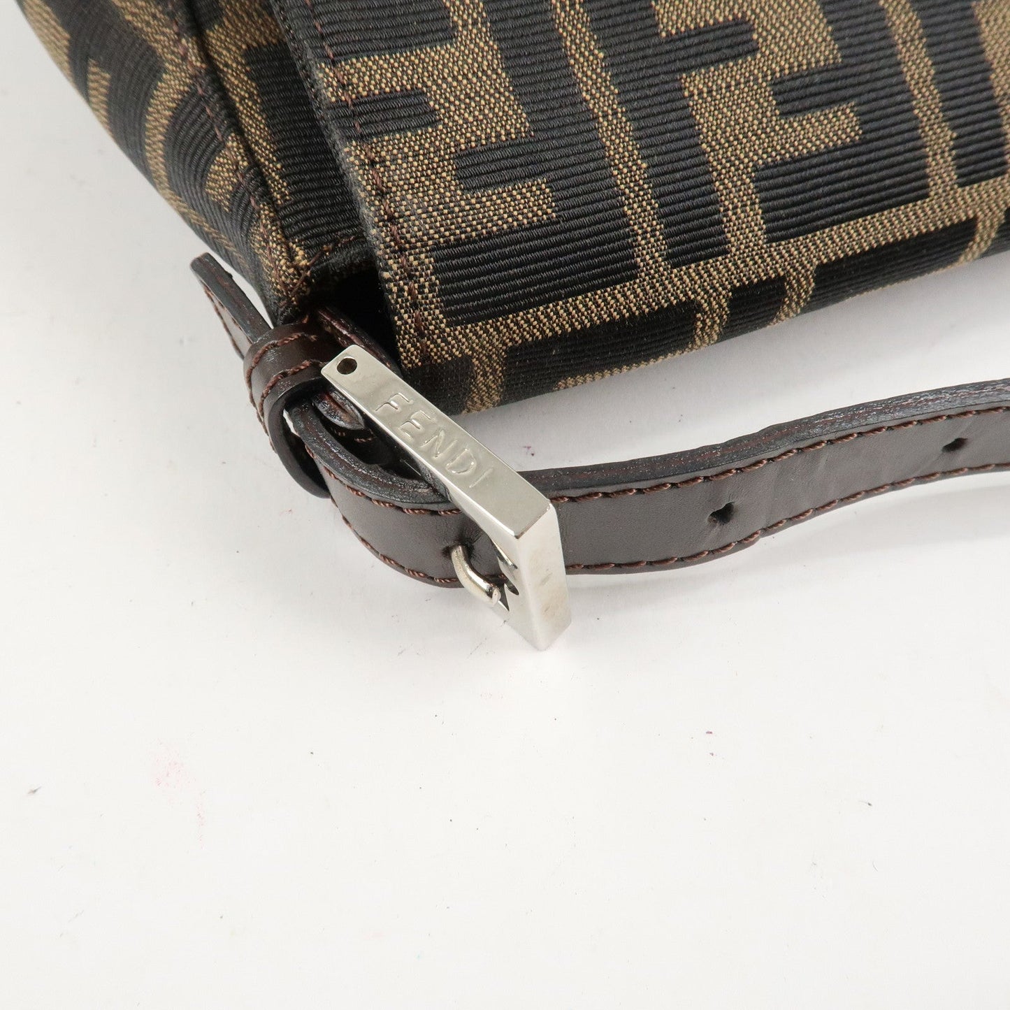 FENDI Mamma Baguette Zucca Canvas Leather Shoulder Bag 26325  d