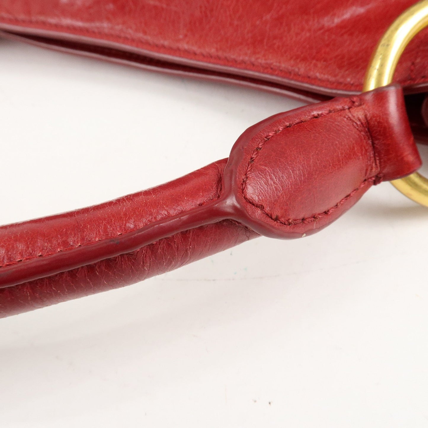 PRADA Logo Leather One Shoulder Bag Red BR4829  d