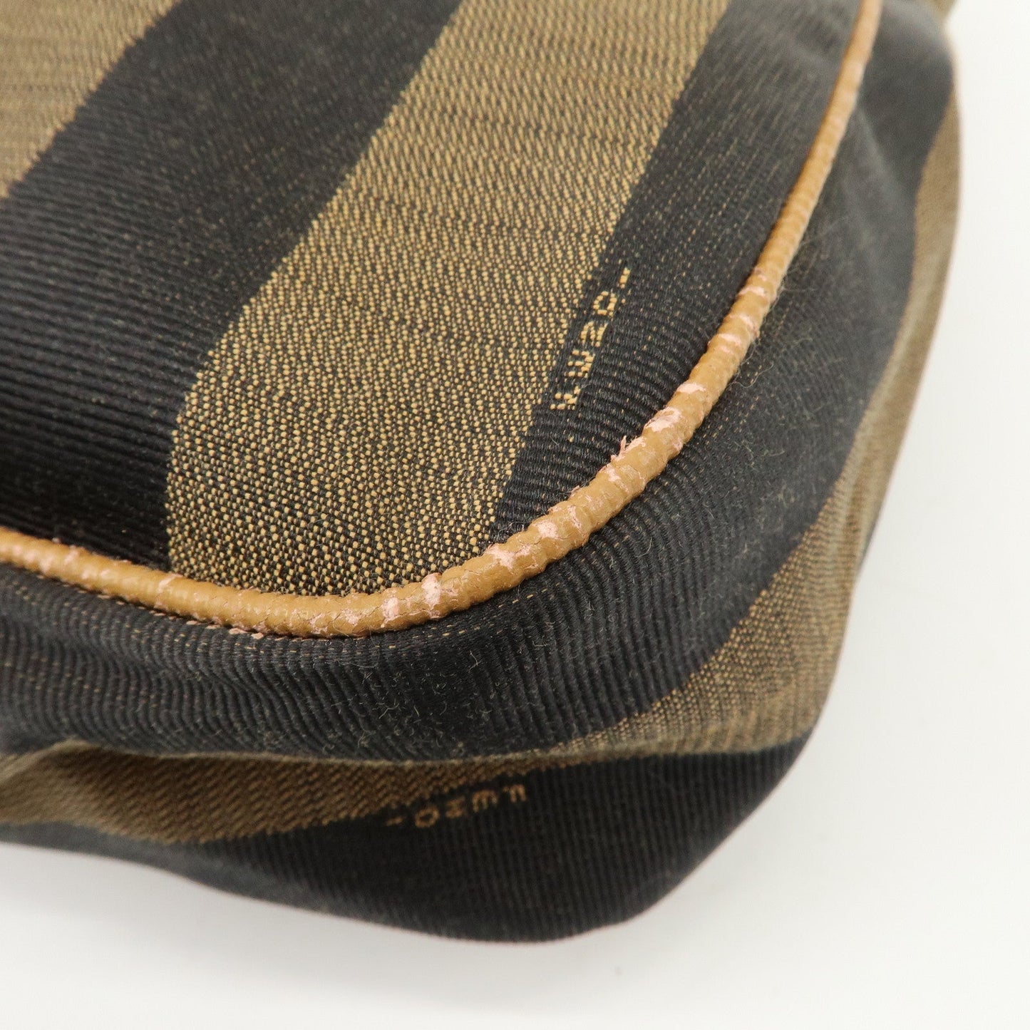 FENDI Pequin Canvas Leather Shoulder Bag Brown Black  d