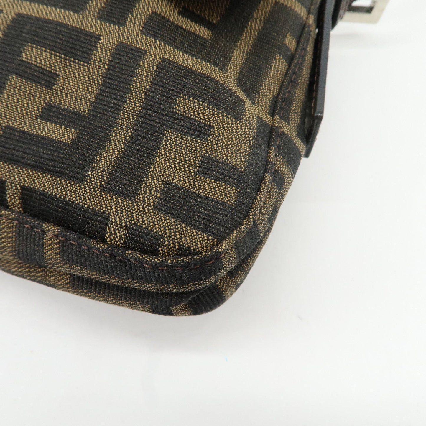 FENDI Mamma Baguette Zucca Canvas Leather Shoulder Bag 26424  d