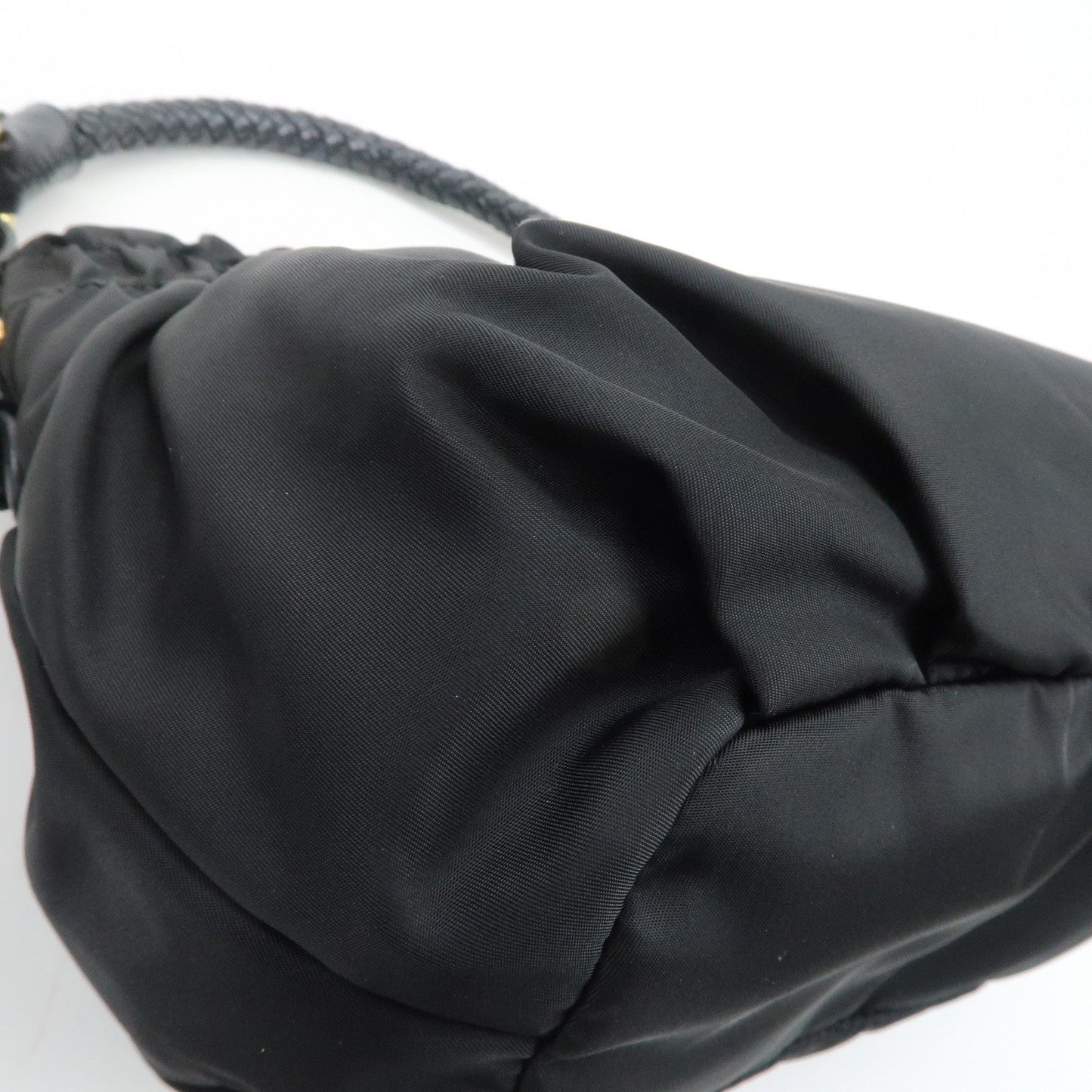PRADA Nylon Leather Shoulder Bag Black  d