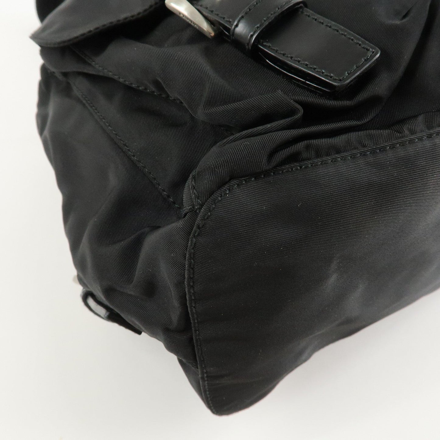 PRADA Triangle Logo Nylon Leather Back Pack Black B5885  d