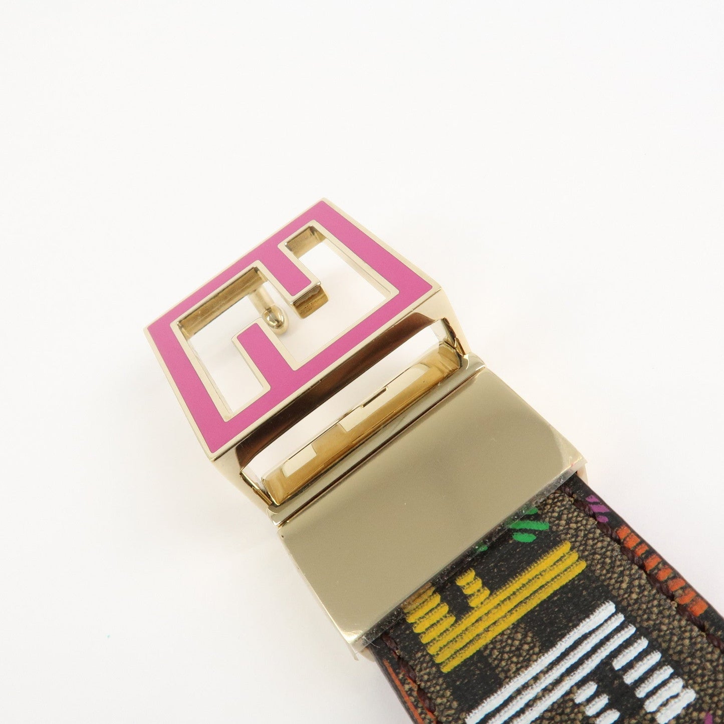 FENDI Zucchino PVC FF Logo Belt Multi Color  d