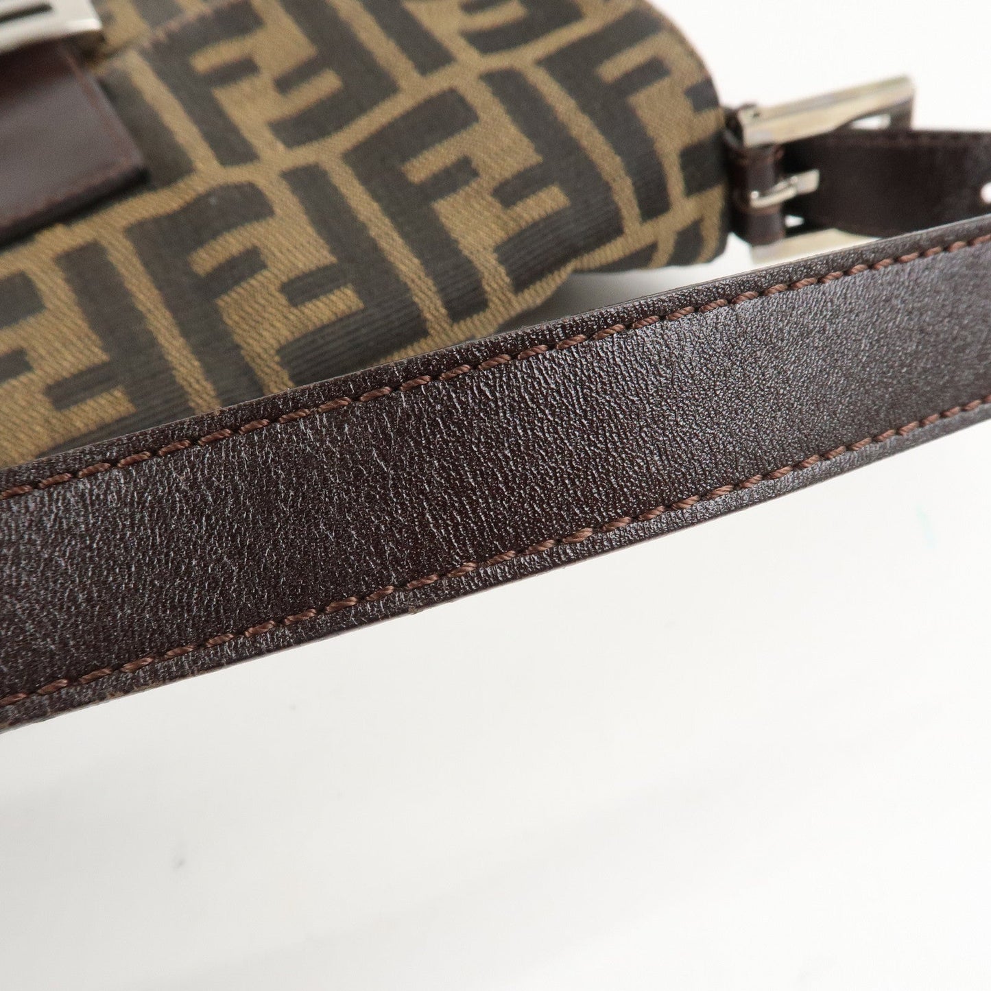 FENDI Zucca Mamma Baguette Canvas Shoulder Bag Brown Black 26424  d