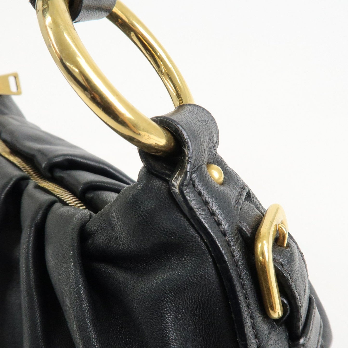 PRADA Leather 2Way Hand Bag Shoulder Bag Black BN2324  d
