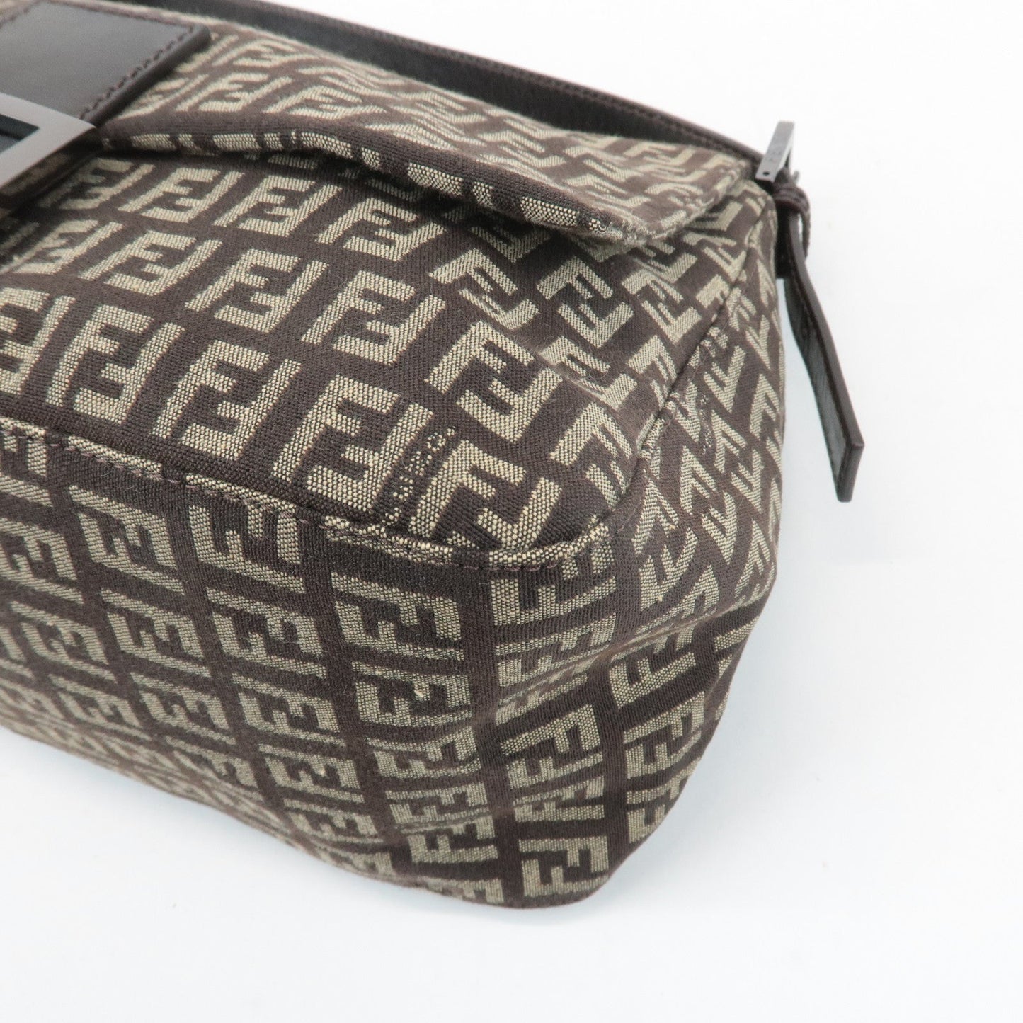 FENDI Mamma Baguette Zucchino Canvas Leather Shoulder Bag 8BR001  d