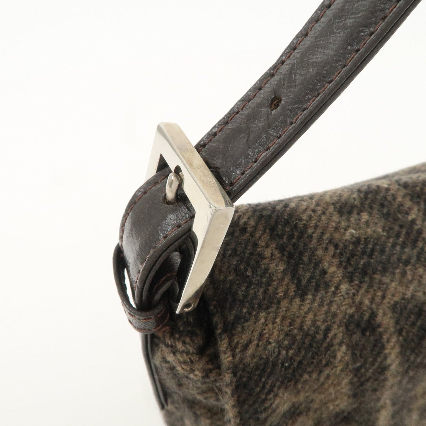 FENDI Mamma Buguette Zucca Wool Leather Shoulder Bag 26424  d
