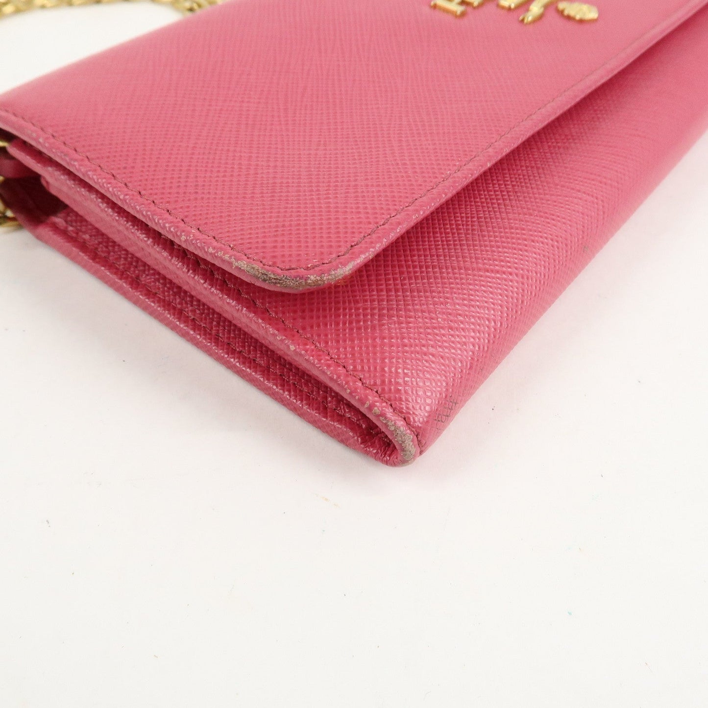 PRADA Saffiano Metal Chain Wallet Shoulder Bag Pink 1DH002  d