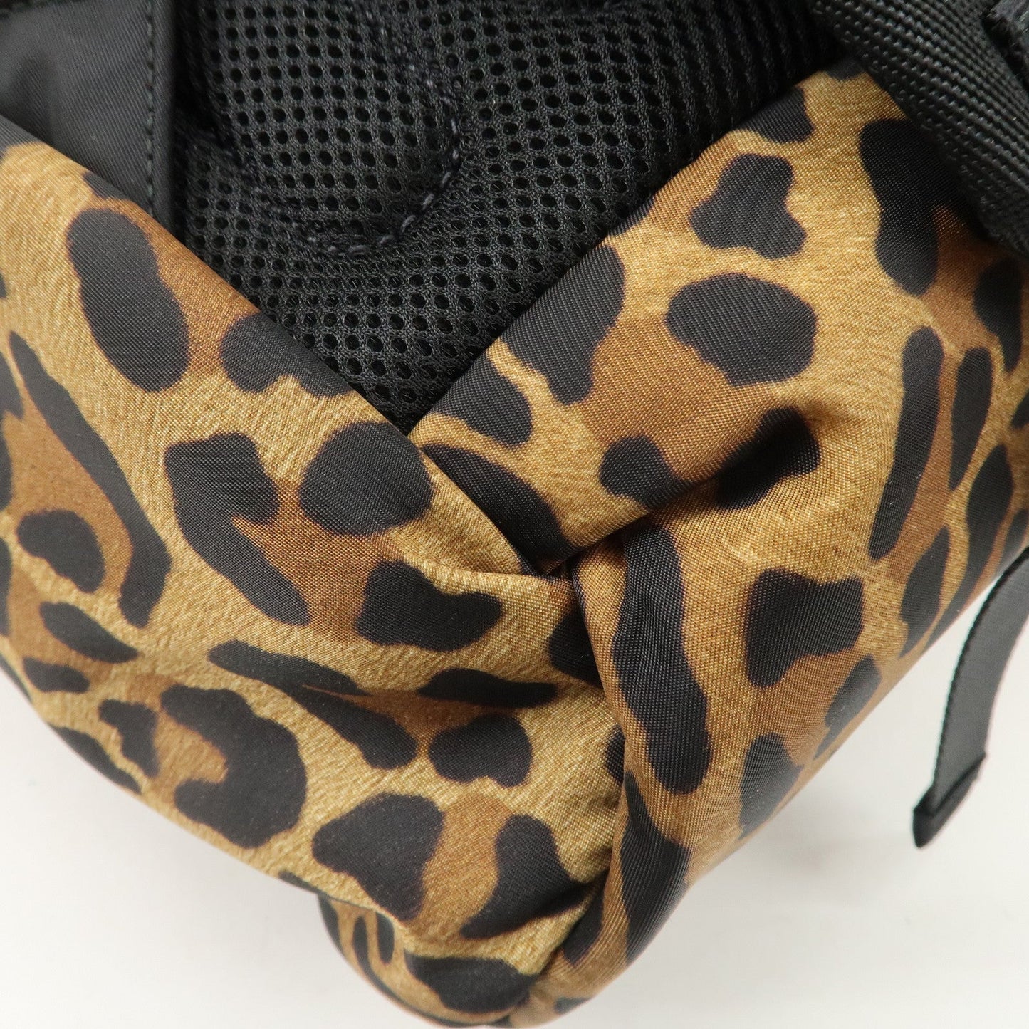 PRADA Nylon Leopard Print Back Pack Brown Black 2VZ062  d