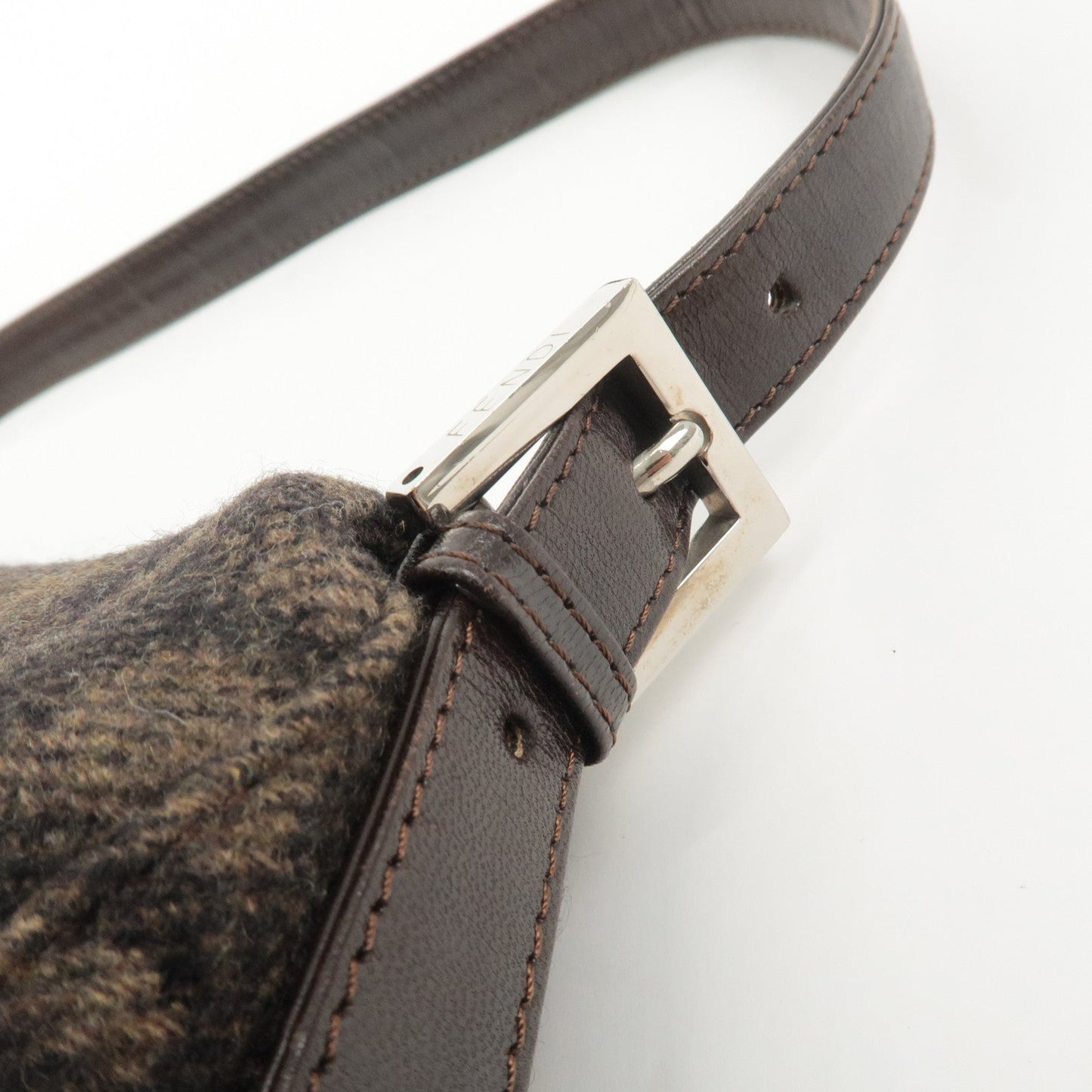 FENDI Mamma Baguette Zucca Wool Leather Shoulder Bag 26325  d