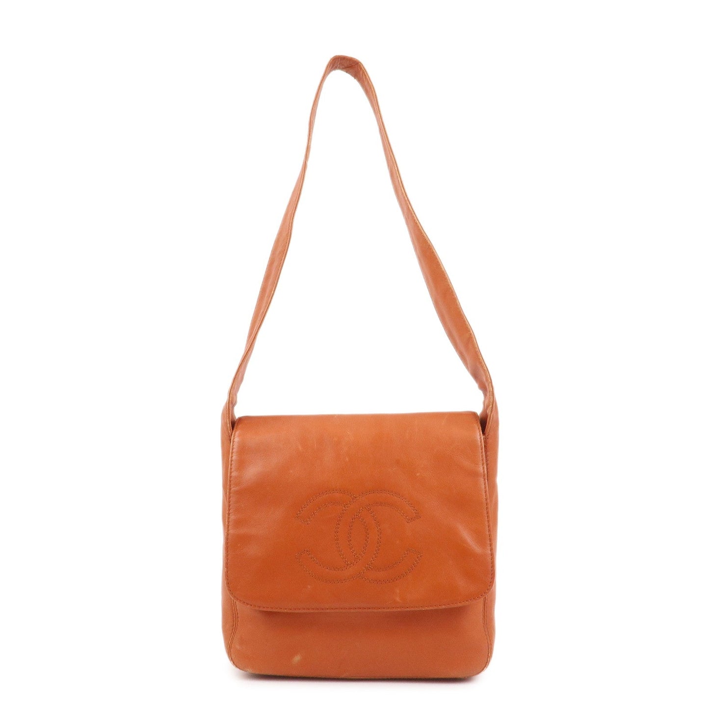 CHANEL COCO Mark Calf Leather Shoulder Bag Hand Bag Brown