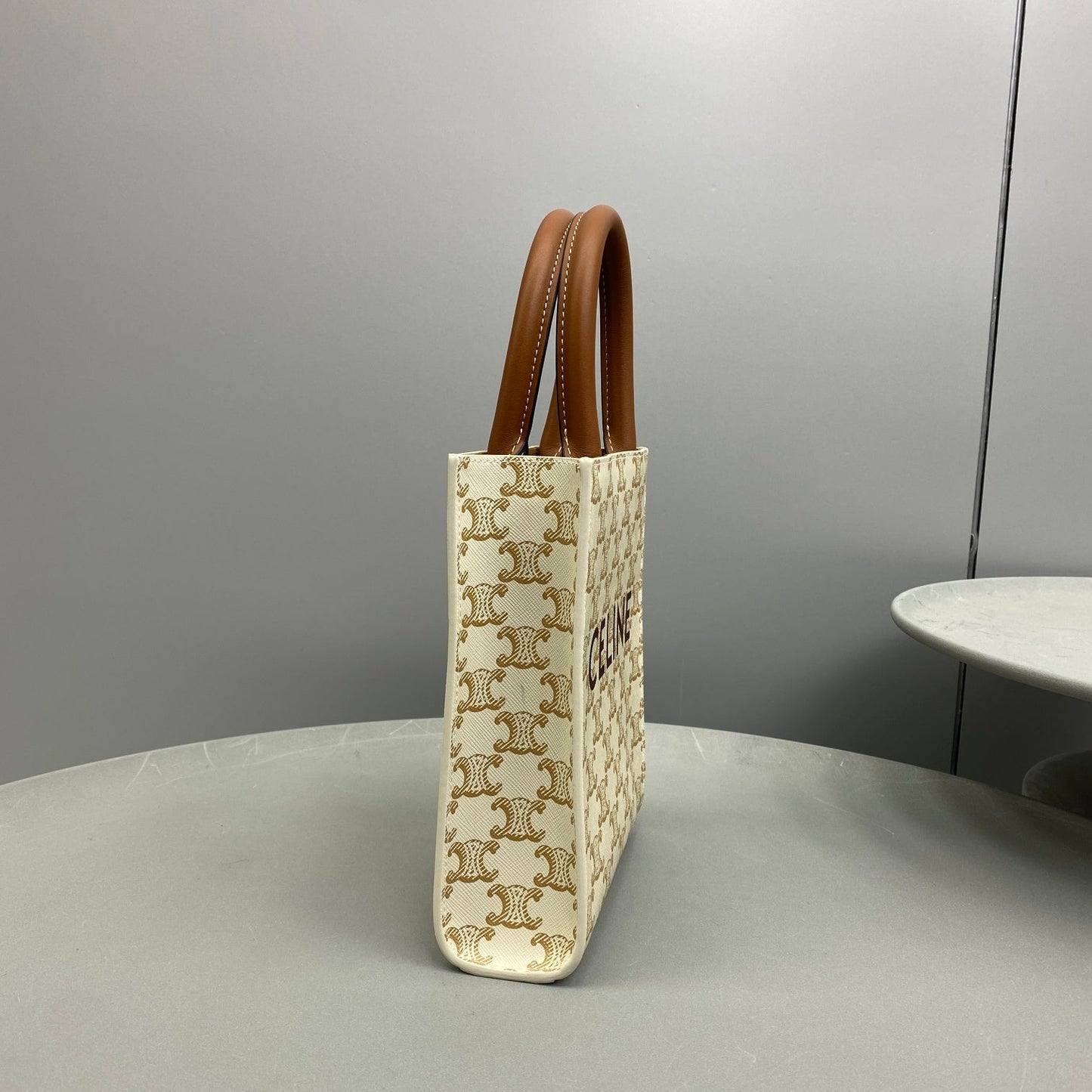 Top Quality Mini Vertical Cabas In Triomphe Canvas White For Women 7.2in/18cm 194372BZK.01BC