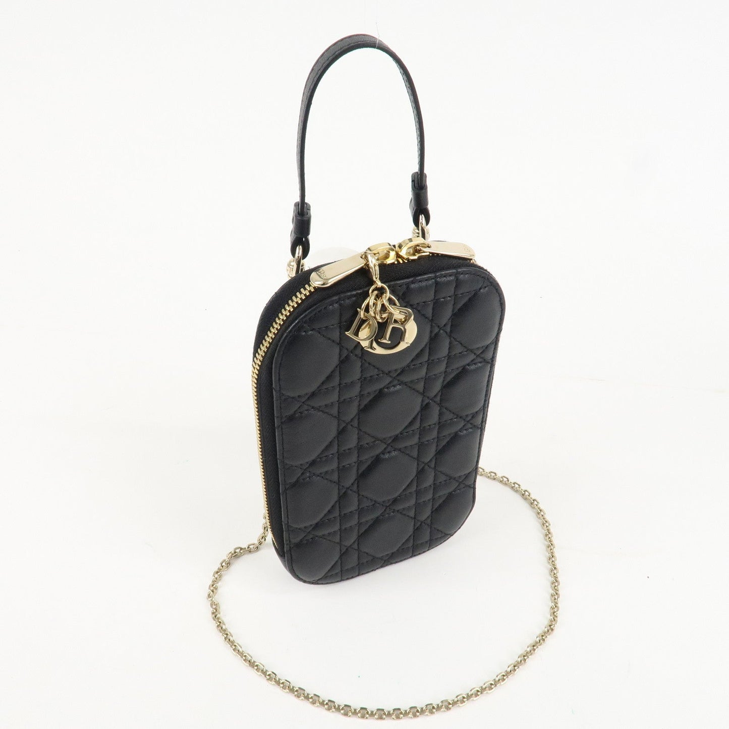 Christian Dior Lady Dior Call'in Dior Cannage Lamb Skin Phone Holder  d