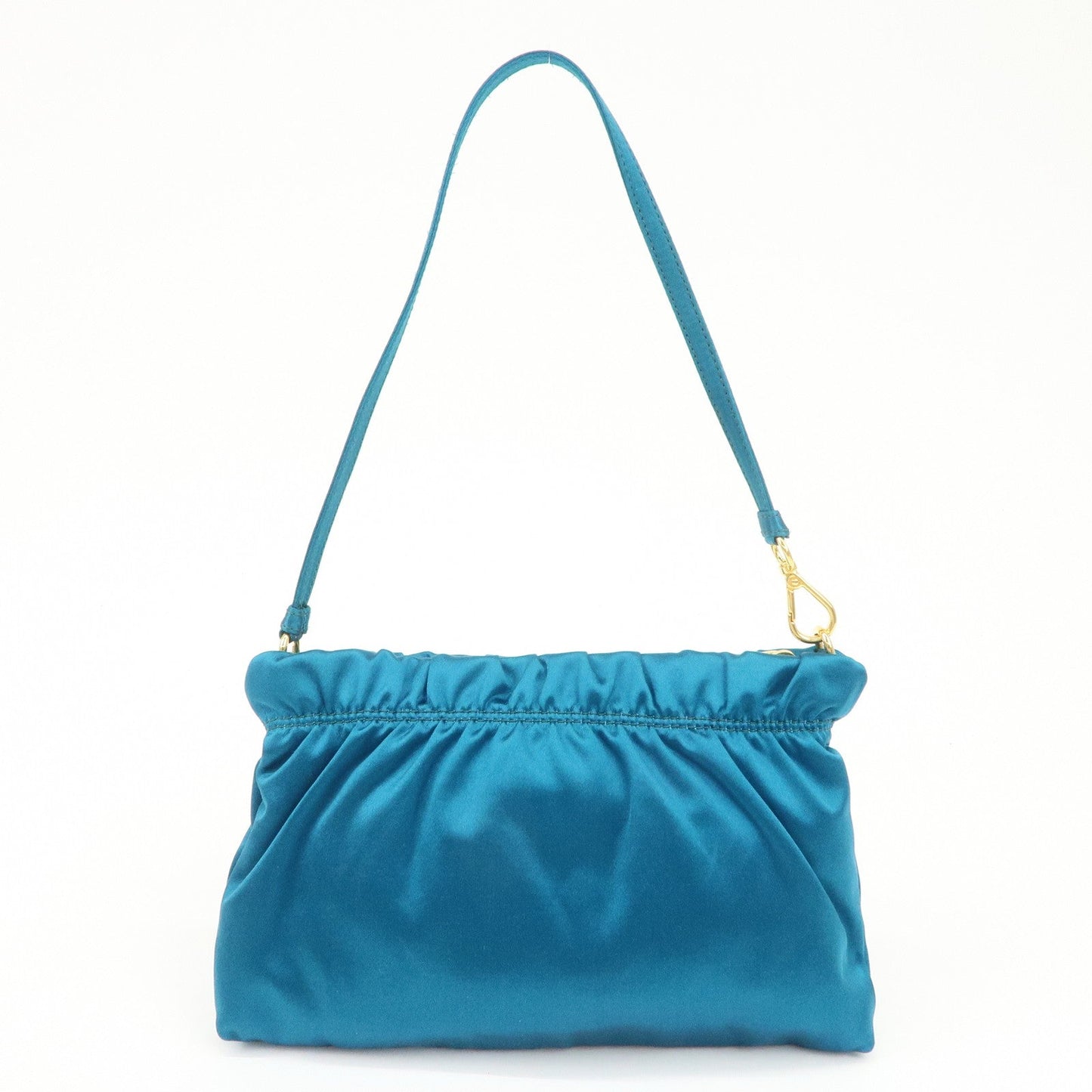 PRADA Satin Cosmetic Pouch Mini Hand Bag Blue 1N1662  d