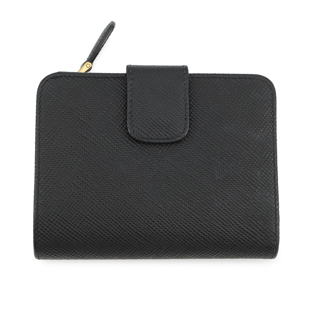 PRADA Logo Bifold Wallet Compact Wallet Black1ML018 Leather