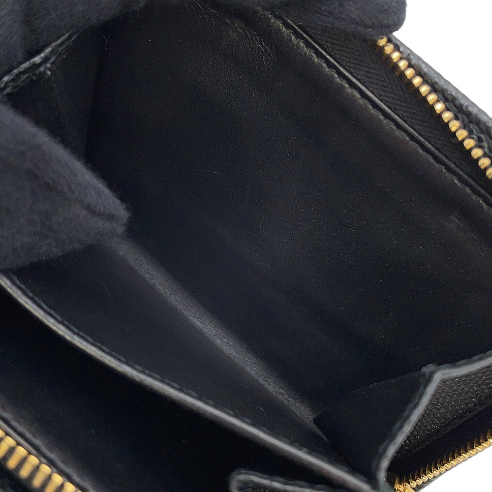 PRADA Logo Bifold Wallet Compact Wallet Black1ML018 Leather