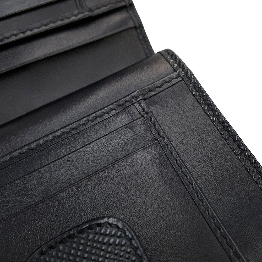 PRADA Logo Bifold Wallet Compact Wallet Black1ML018 Leather