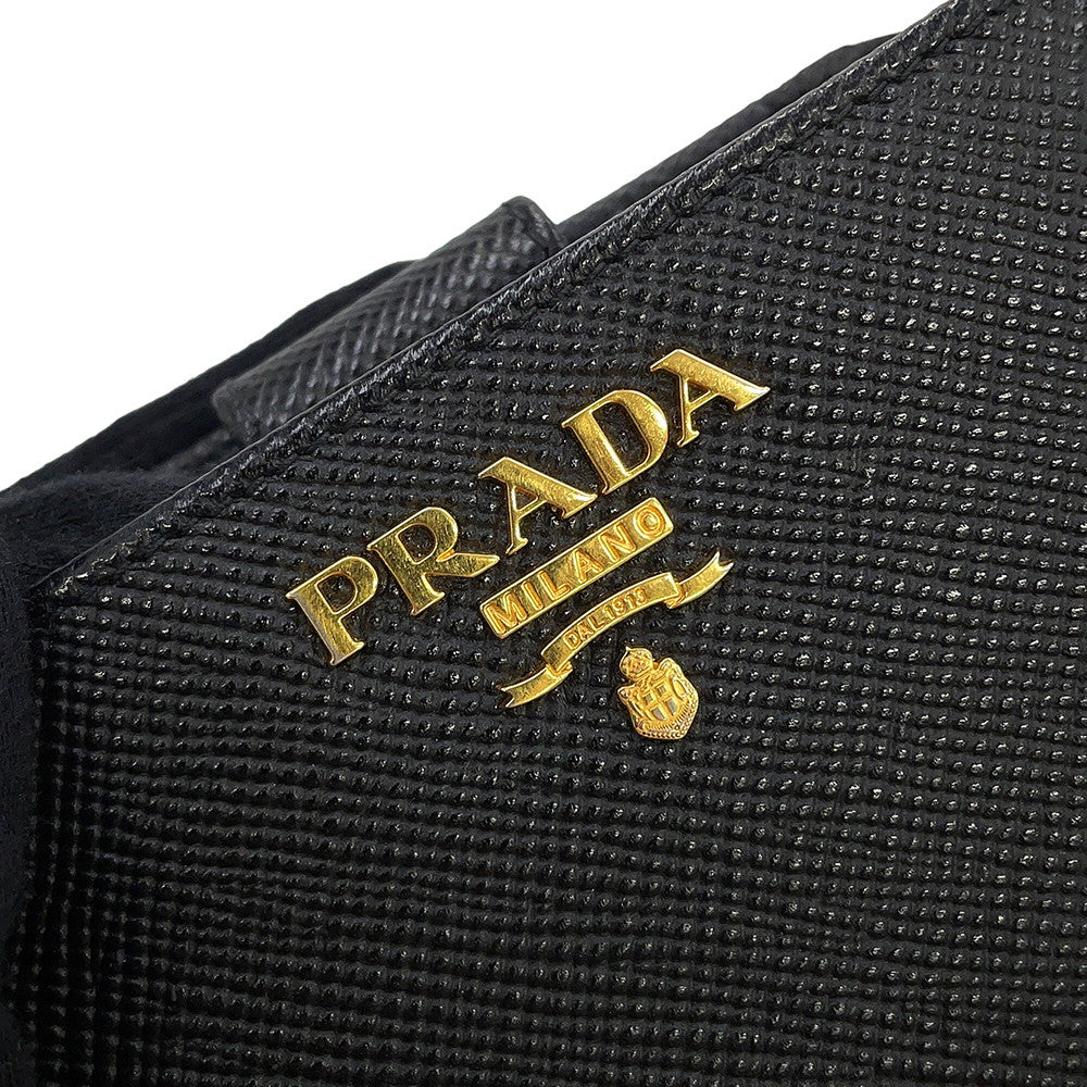 PRADA Logo Bifold Wallet Compact Wallet Black1ML018 Leather