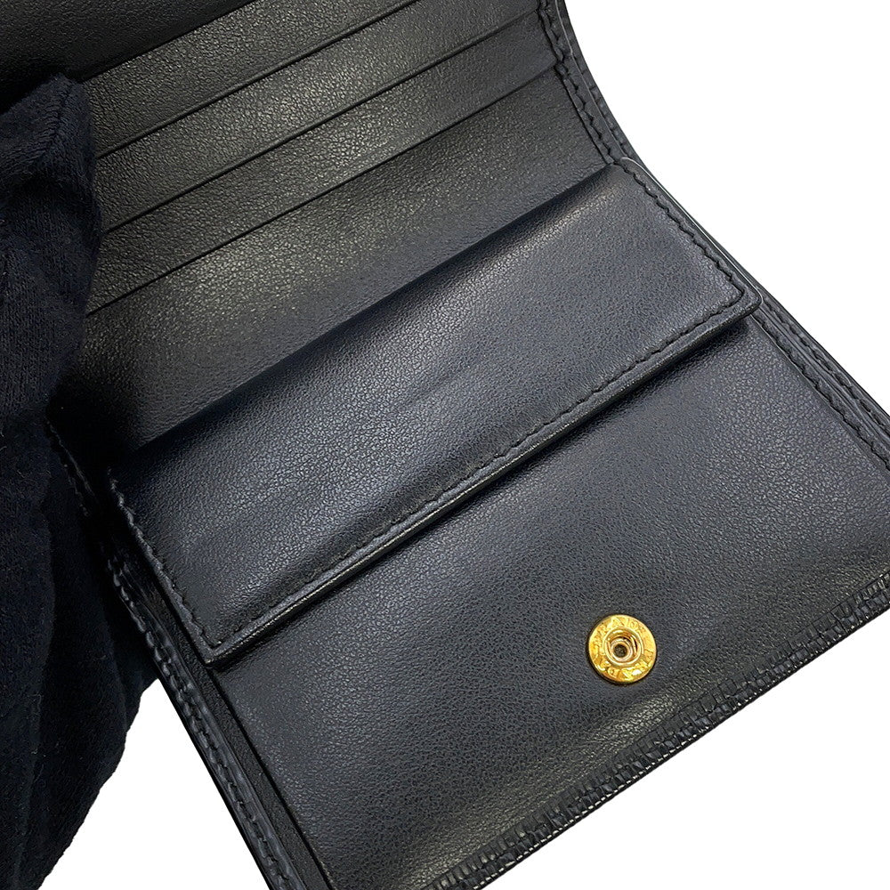 PRADA Logo Bifold Wallet Compact Wallet Black1MV204 Leather