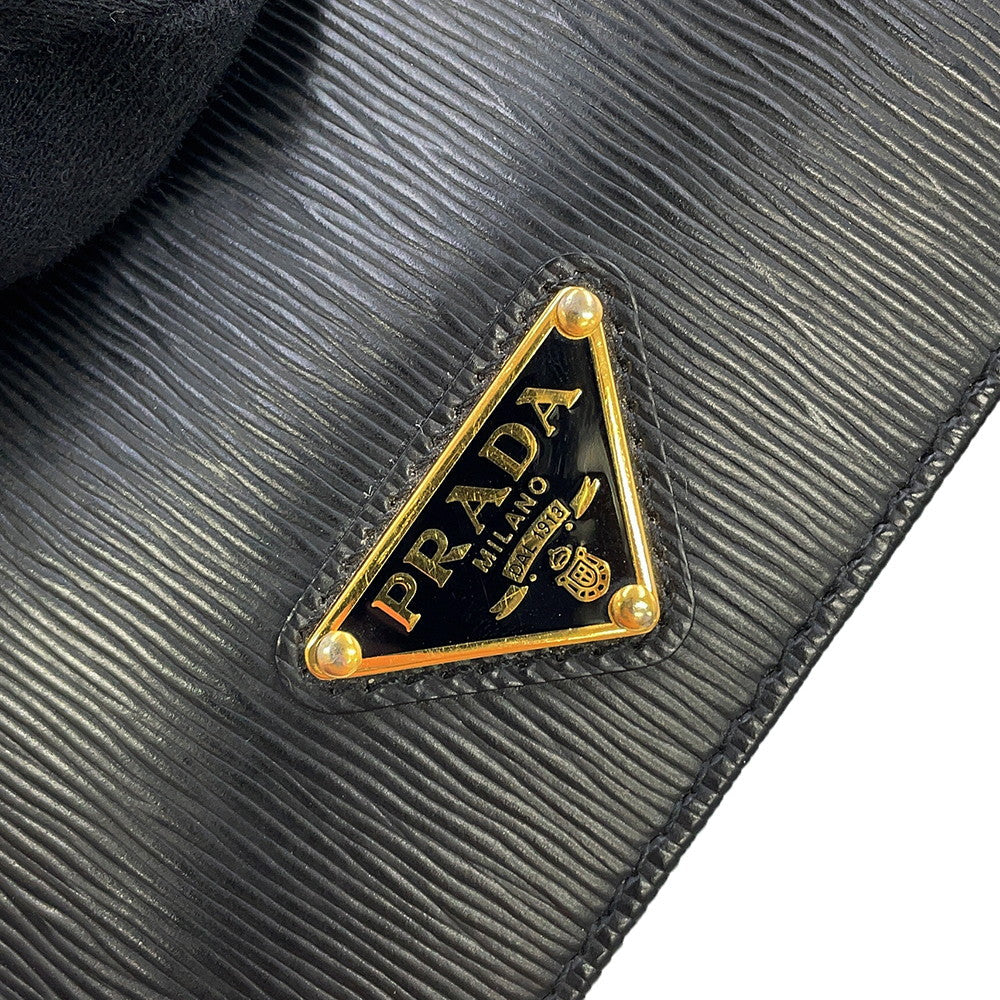 PRADA Logo Bifold Wallet Compact Wallet Black1MV204 Leather