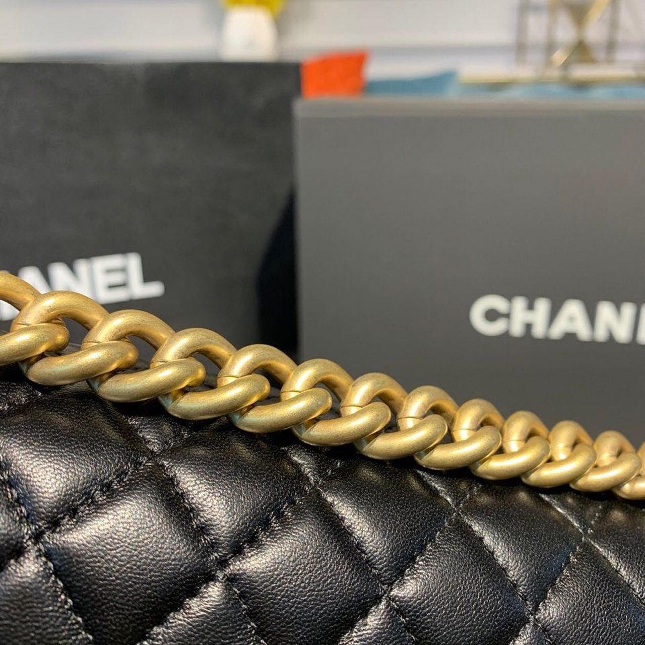CHL Boy Handbag Gold Toned Hardware Black For Women Bags, Shoulder And Crossbody Bags 9.8in/25cm A67086