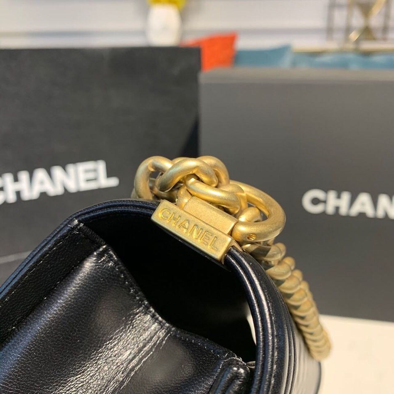 CHL Boy Handbag Gold Toned Hardware Black For Women Bags, Shoulder And Crossbody Bags 9.8in/25cm A67086