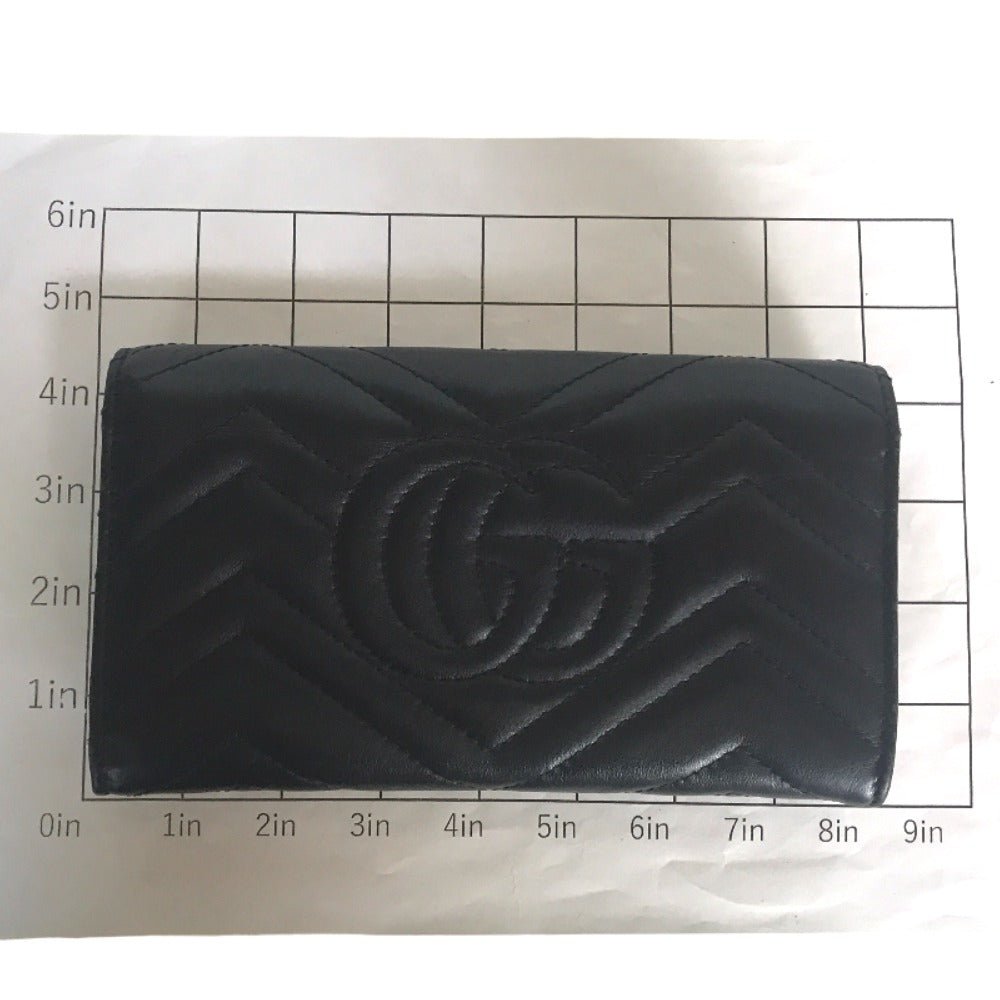 GUCCI Long Wallet Purse 443436 2057 leather black GG Marmont Continental Wallet Women