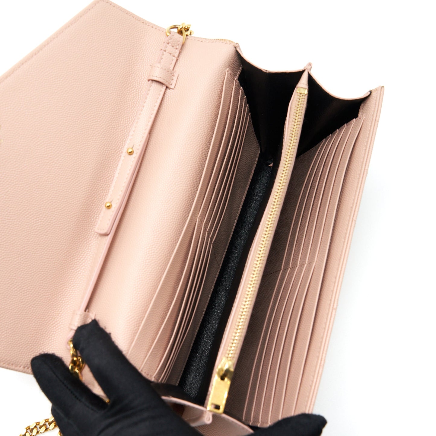 Saint Laurent/ Cassandre Matelasse Chain Wallet Grained Calfskin Pale Blush