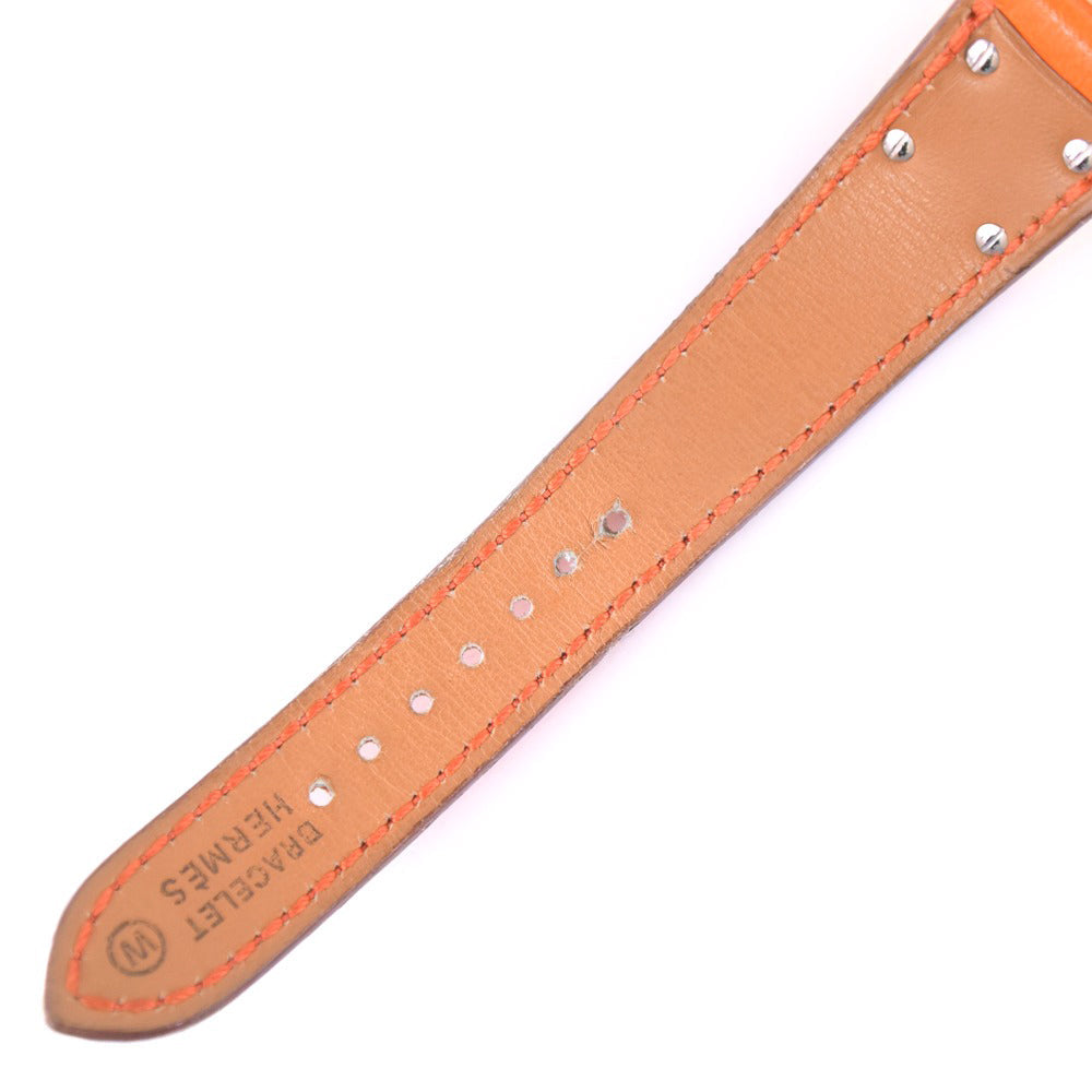 HERMES Watches Quartz Plated Gold , Leather Orange Medor White dial Women  d